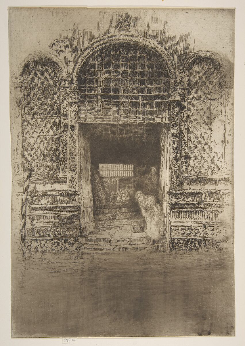 The Doorway, James McNeill Whistler (American, Lowell, Massachusetts 1834–1903 London), Etching, drypoint and roulette, printed in brownish-black ink on ivory laid paper; fourteenth state of twenty (Glasgow)