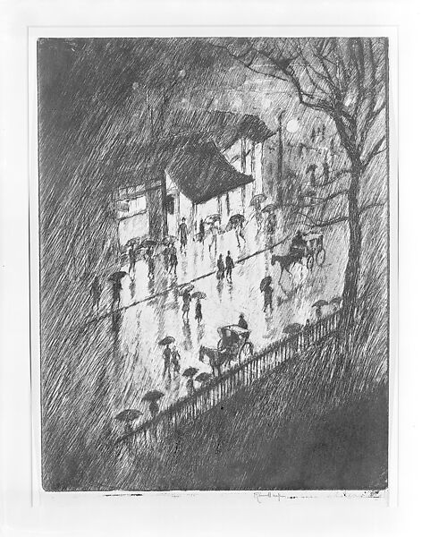 Rainy Night, Charing Cross Shops, Joseph Pennell (American, Philadelphia, Pennsylvania 1857–1926 New York), Etching