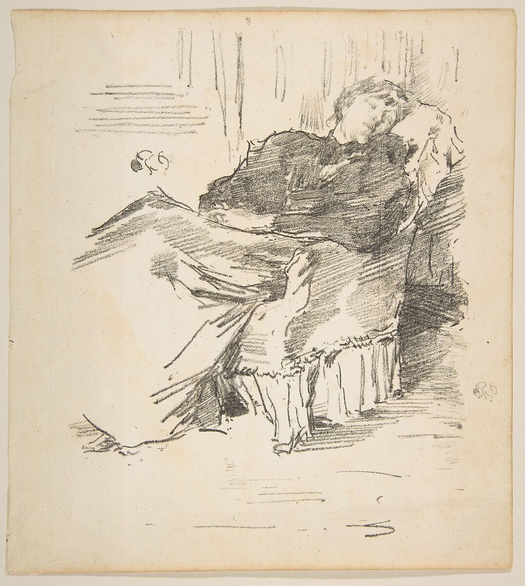 La Belle Dame Endormie (The Beautiful Woman Asleep), James McNeill Whistler (American, Lowell, Massachusetts 1834–1903 London), Transfer lithograph; only state (Chicago); printed in black ink on medium weight ivory laid paper 