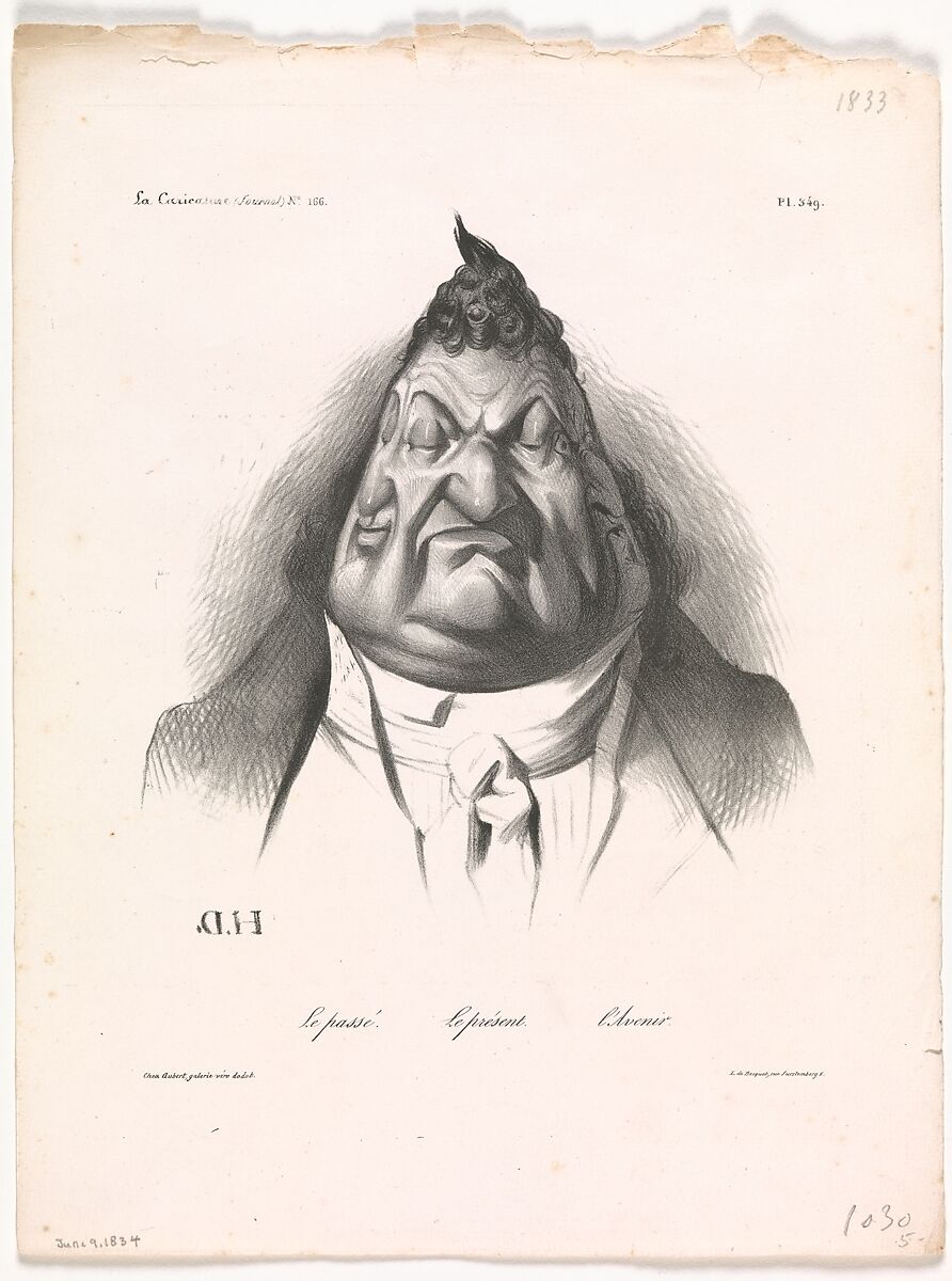 The Past, the Present, and the Future (Le passé – Le présent – L'Avenir), published in La Caricature, no. 166, Jan. 9, 1834, Honoré Daumier (French, Marseilles 1808–1879 Valmondois), Lithograph 