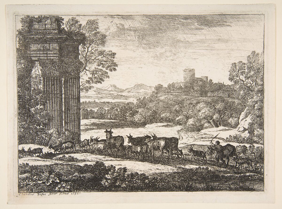 The Herd Returning in Stormy Weather, Claude Lorrain (Claude Gellée) (French, Chamagne 1604/5?–1682 Rome), Etching; second state of two (Mannocci) 