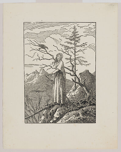 Die Frau mit dem Raben am Abgrund (Woman with a Raven)