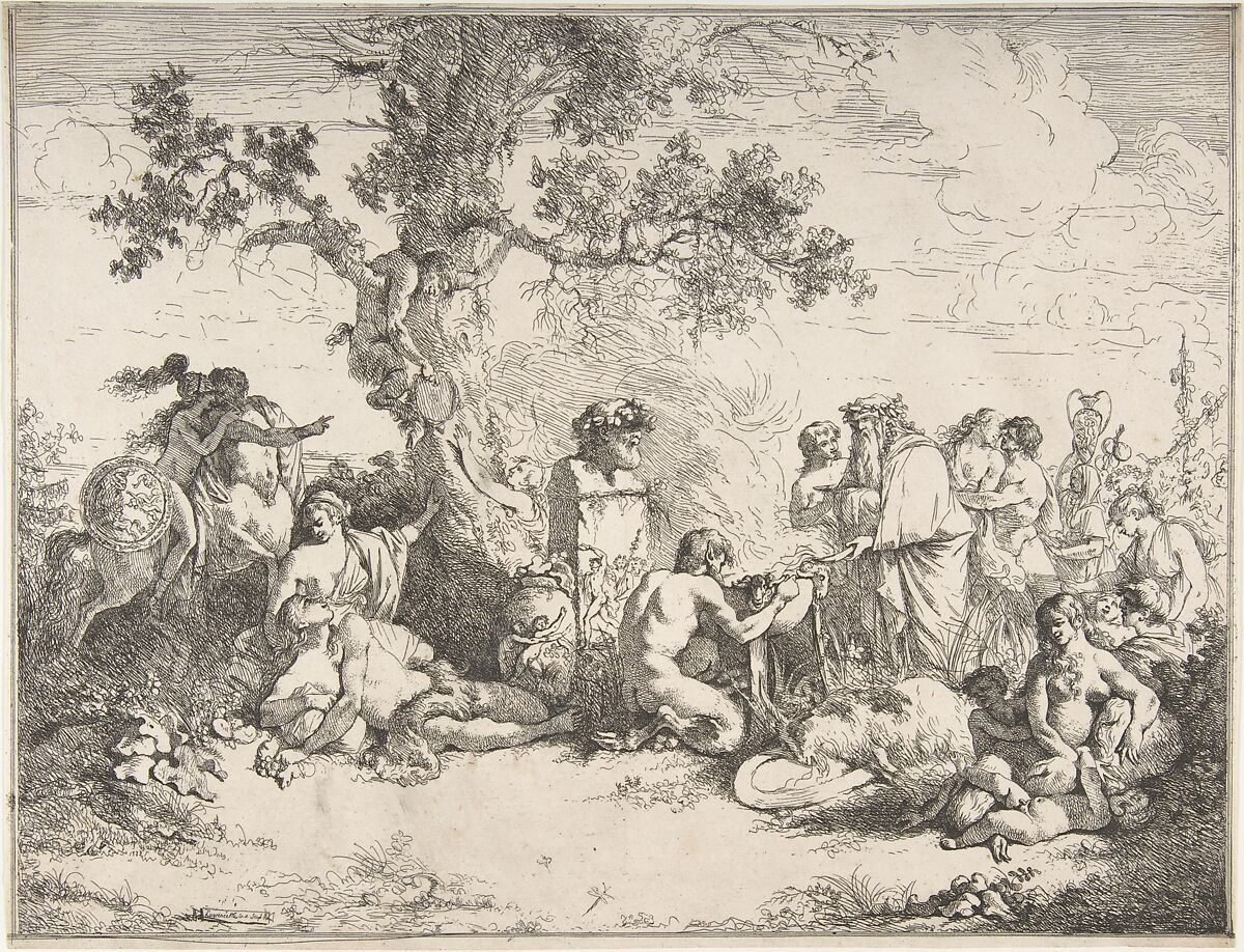Sacrifice to Pan, Jean Jacques Lagrenée (French, Paris 1739–1821 Paris), Etching