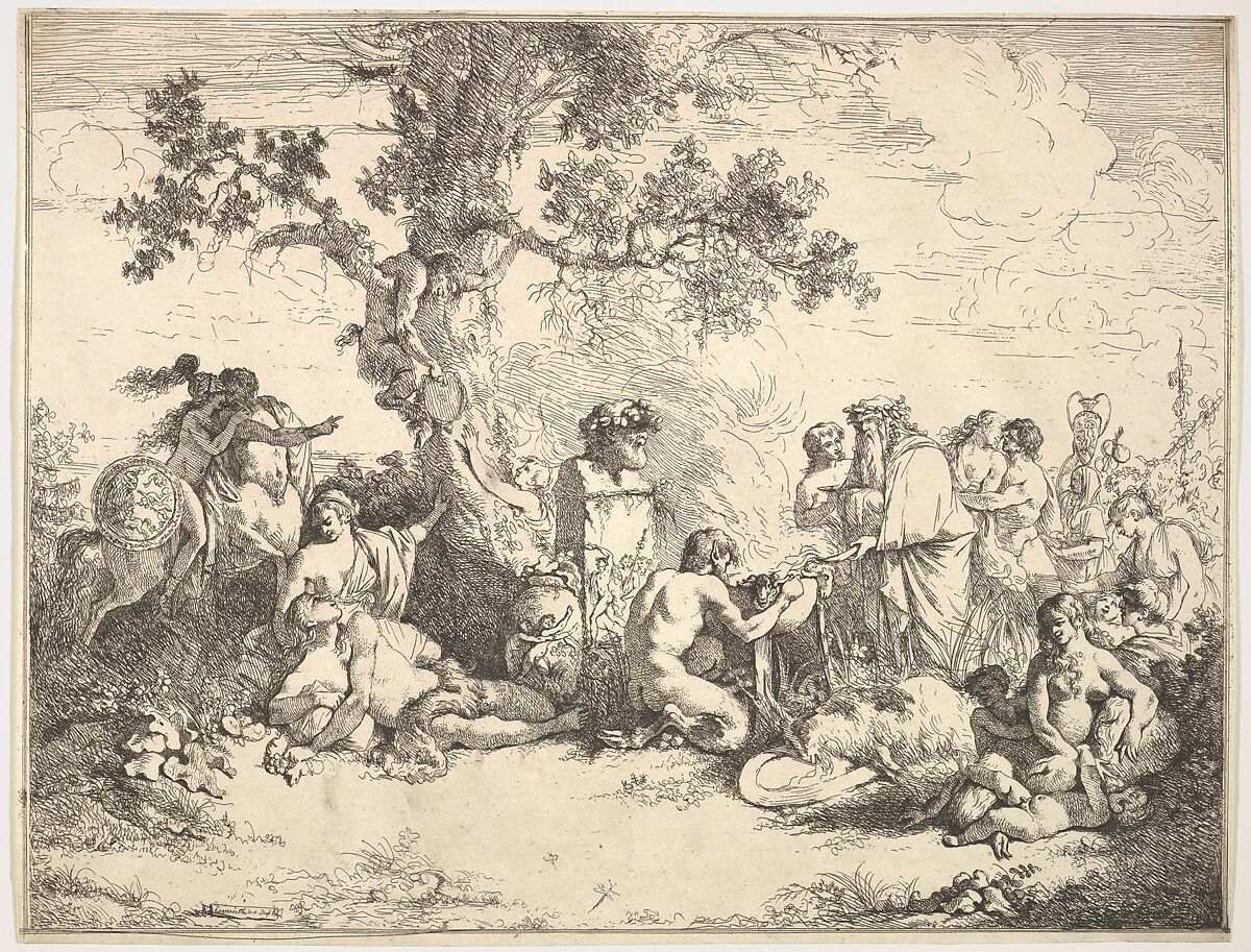 Sacrifice to Pan, Jean Jacques Lagrenée (French, Paris 1739–1821 Paris), Etching 