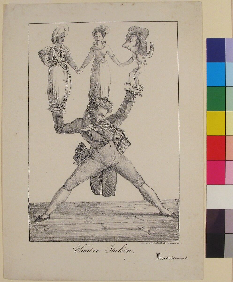 Théâtre Italien, from "Le Miroir", Eugène Delacroix (French, Charenton-Saint-Maurice 1798–1863 Paris), Lithograph; only state