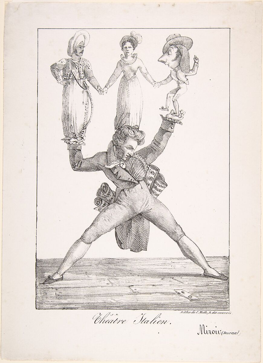 Théâtre Italien, Eugène Delacroix (French, Charenton-Saint-Maurice 1798–1863 Paris), Lithograph; only state 