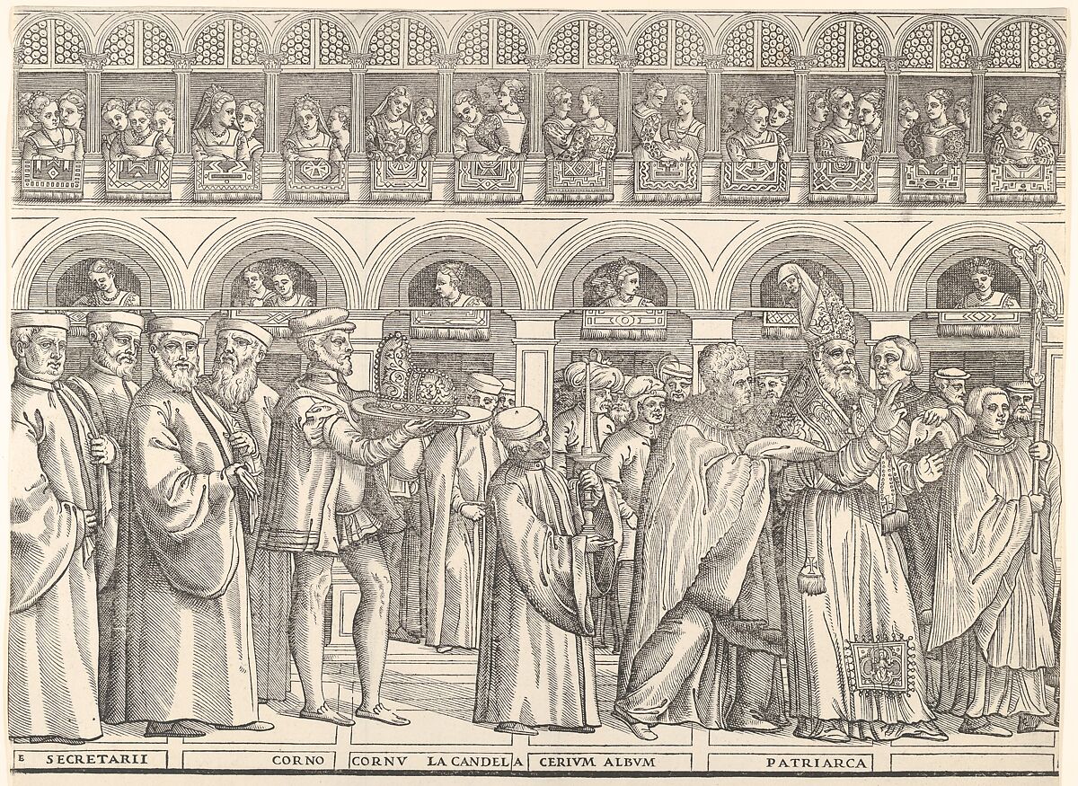 Procession of the Doge in Venice, Matteo Pagano (Italian, 1515–1588), Woodcut on eight sheets
