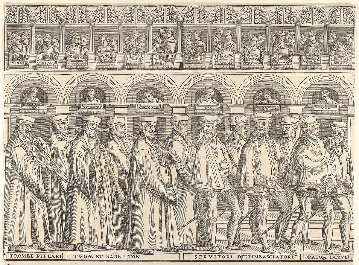 Procession of the Doge in Venice, Matteo Pagano (Italian, 1515–1588), Woodcut on eight sheets