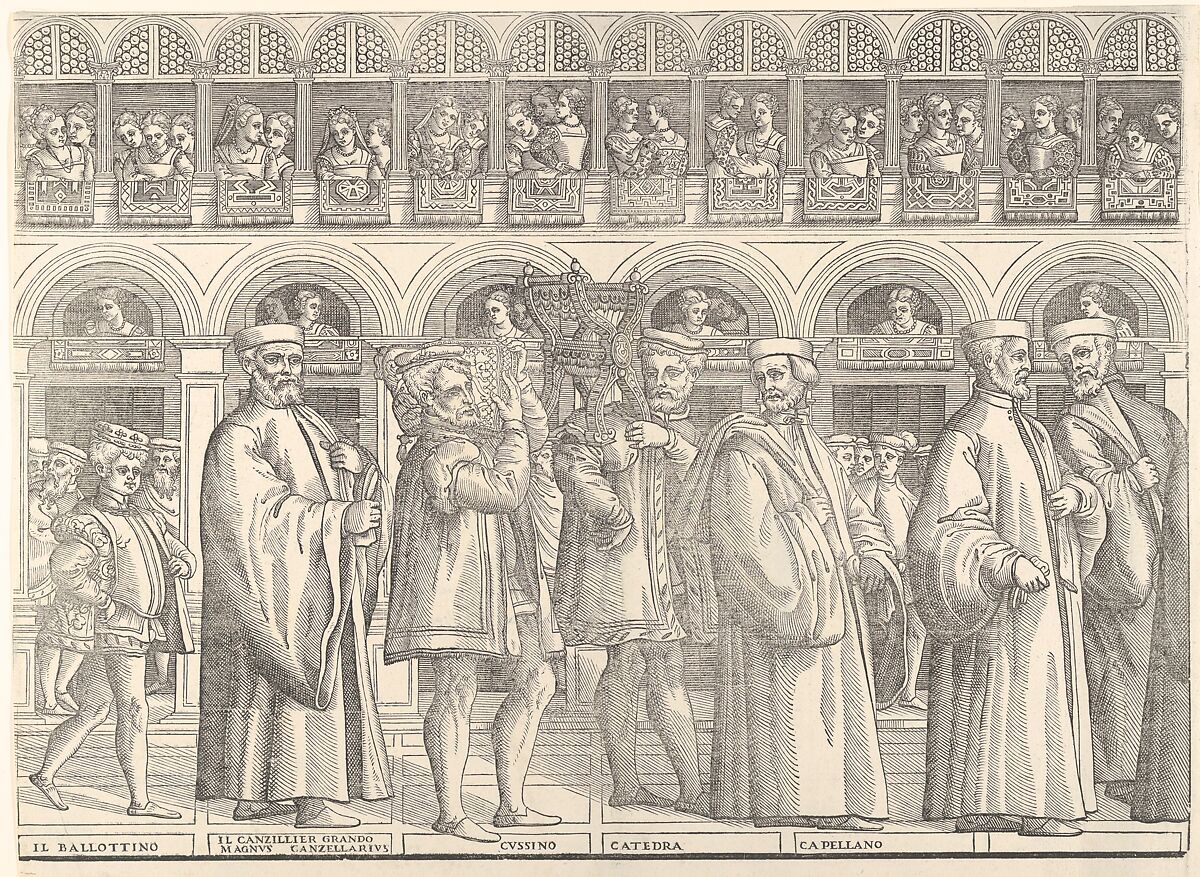 Procession of the Doge in Venice, Matteo Pagano (Italian, 1515–1588), Woodcut on eight sheets