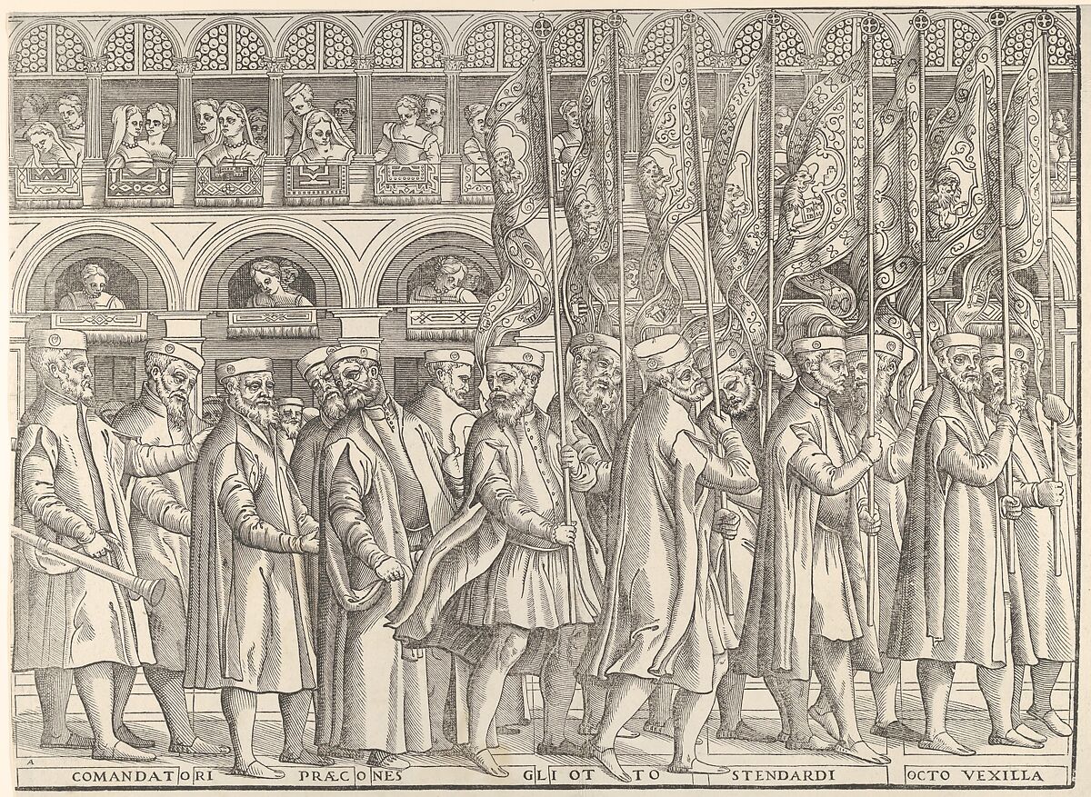 Procession of the Doge in Venice, Matteo Pagano (Italian, 1515–1588), Woodcut on eight sheets 