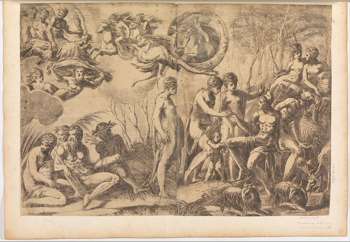 The Judgment of Paris, Andrea Schiavone (Andrea Meldola) (Italian, Zadar (Zara) ca. 1510?–1563 Venice), Etching 