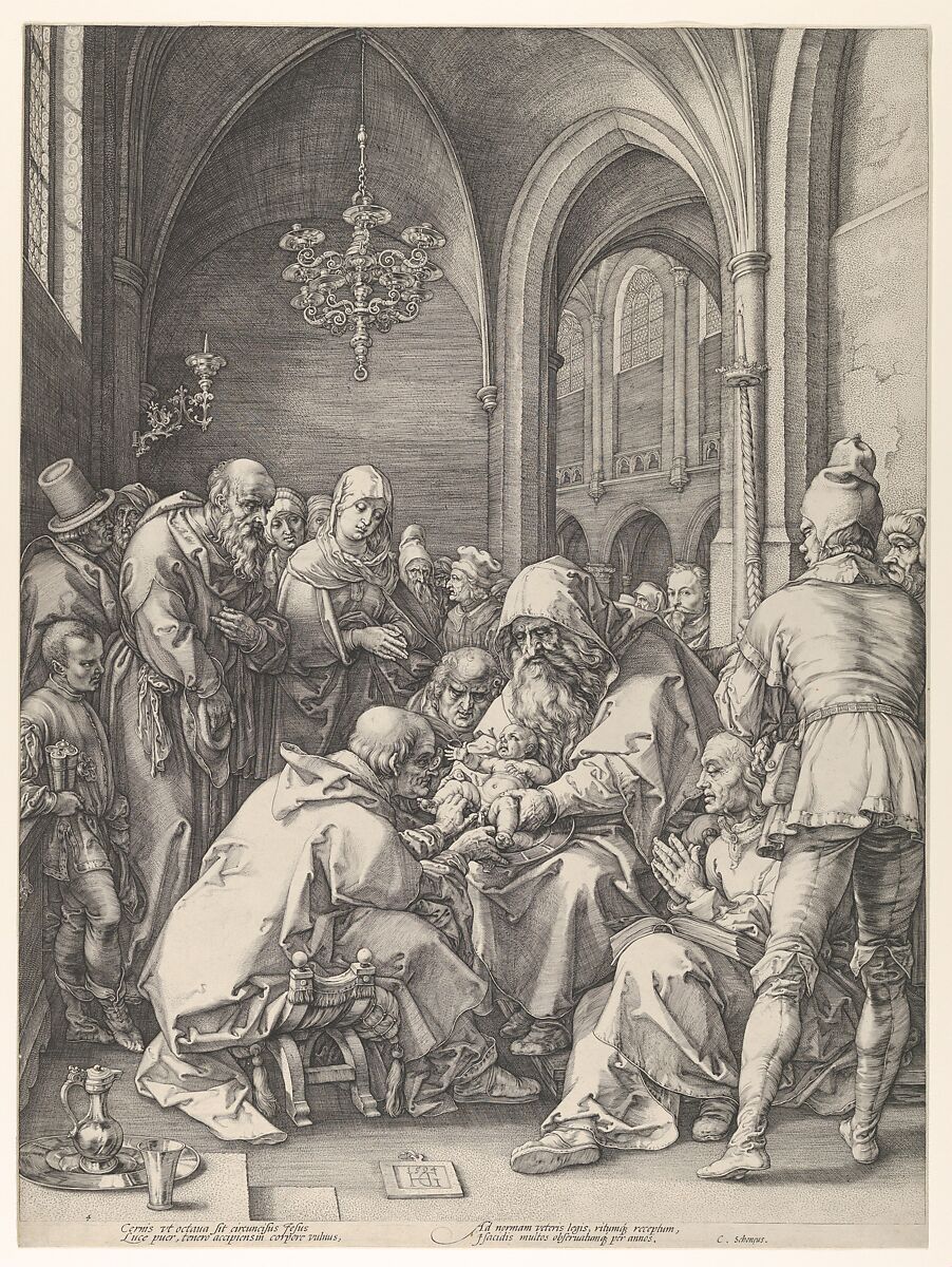 The Circumcision, from "The Life of the Virgin", Hendrick Goltzius (Netherlandish, Mühlbracht 1558–1617 Haarlem), Engraving; third state 