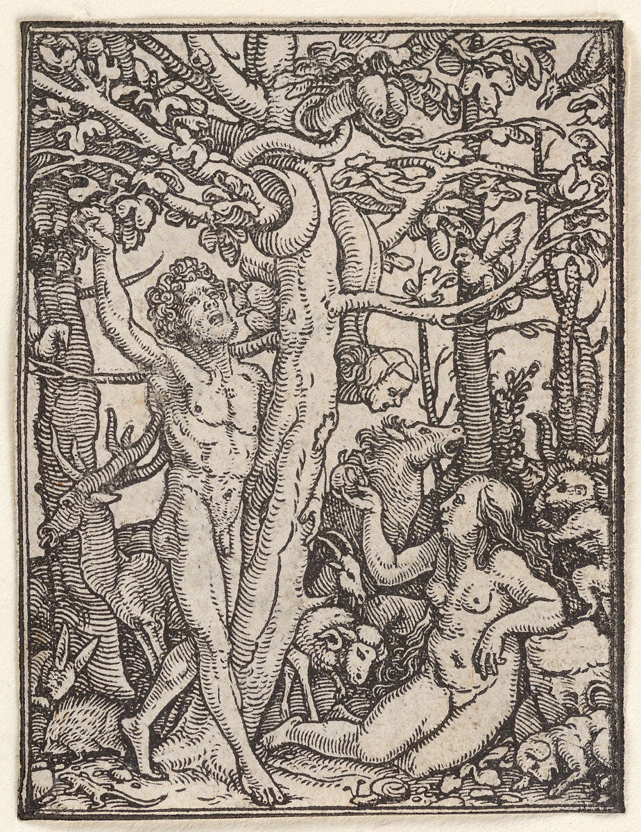 Fall (or Temptation of Adam), from The Dance of Death, Designed by Hans Holbein the Younger (German, Augsburg 1497/98–1543 London), Woodcut 