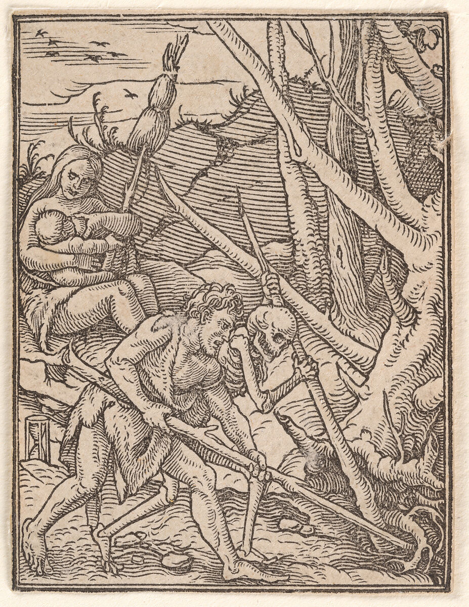 Adam Ploughing, from The Dance of Death, Designed by Hans Holbein the Younger (German, Augsburg 1497/98–1543 London), Woodcut 