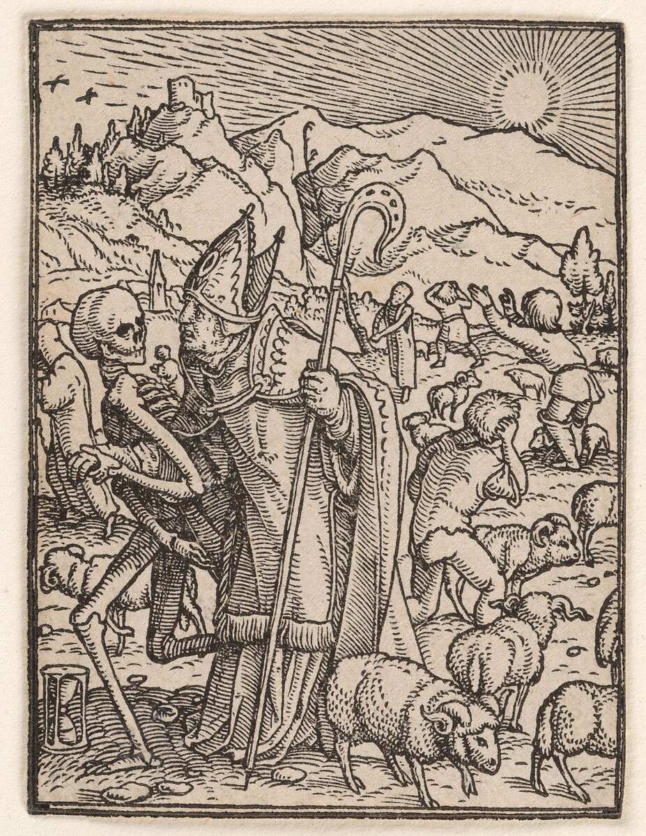 The Bishop, from "The Dance of Death", Hans Holbein the Younger (German, Augsburg 1497/98–1543 London), Woodcut 