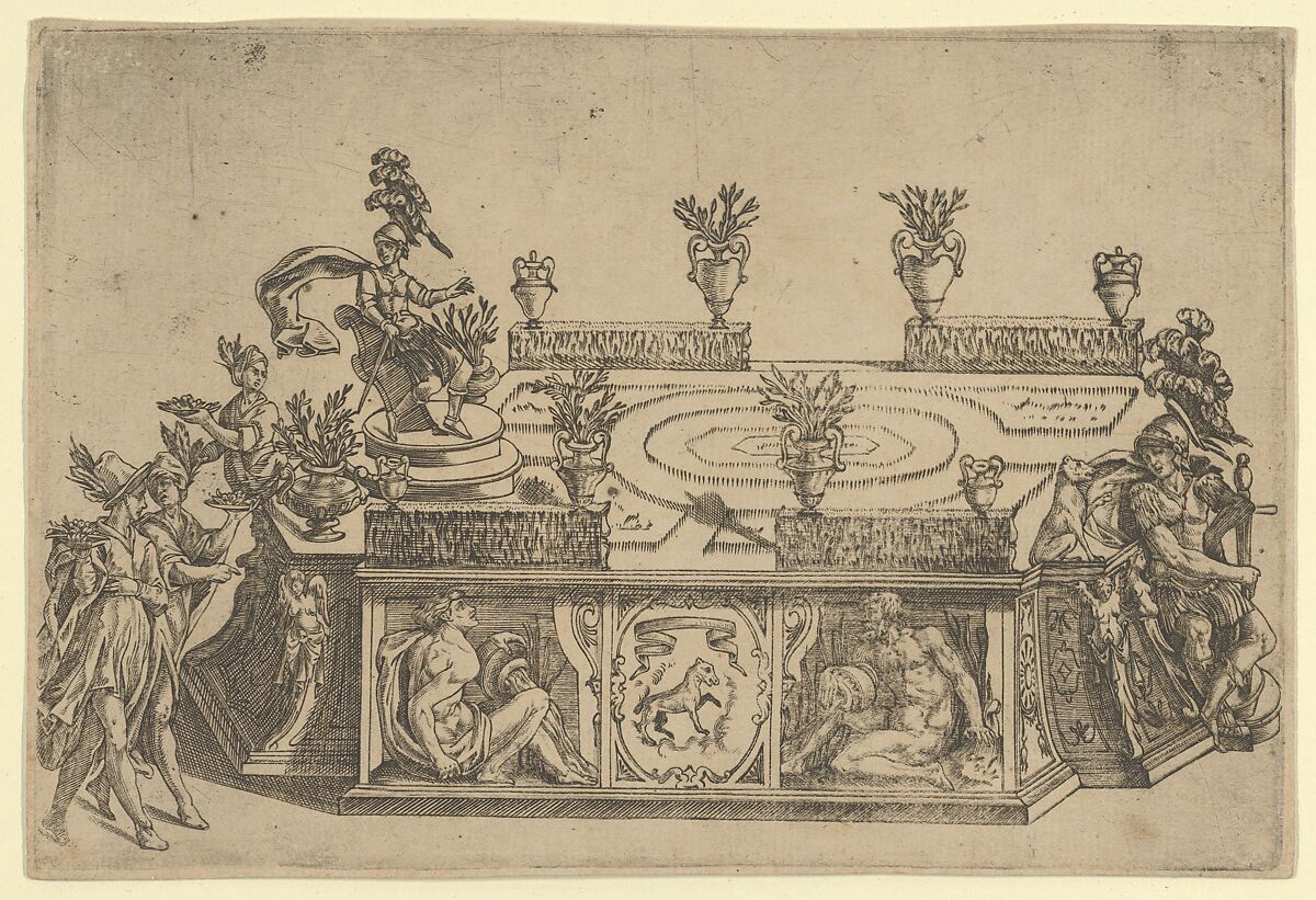 Triumphal car from the marriage of Ferdinand de' Medici and Christine of Lorraine, Possibly by Cherubino Alberti (Zaccaria Mattia) (Italian, Borgo Sansepolcro 1553–1615 Rome), Etching 