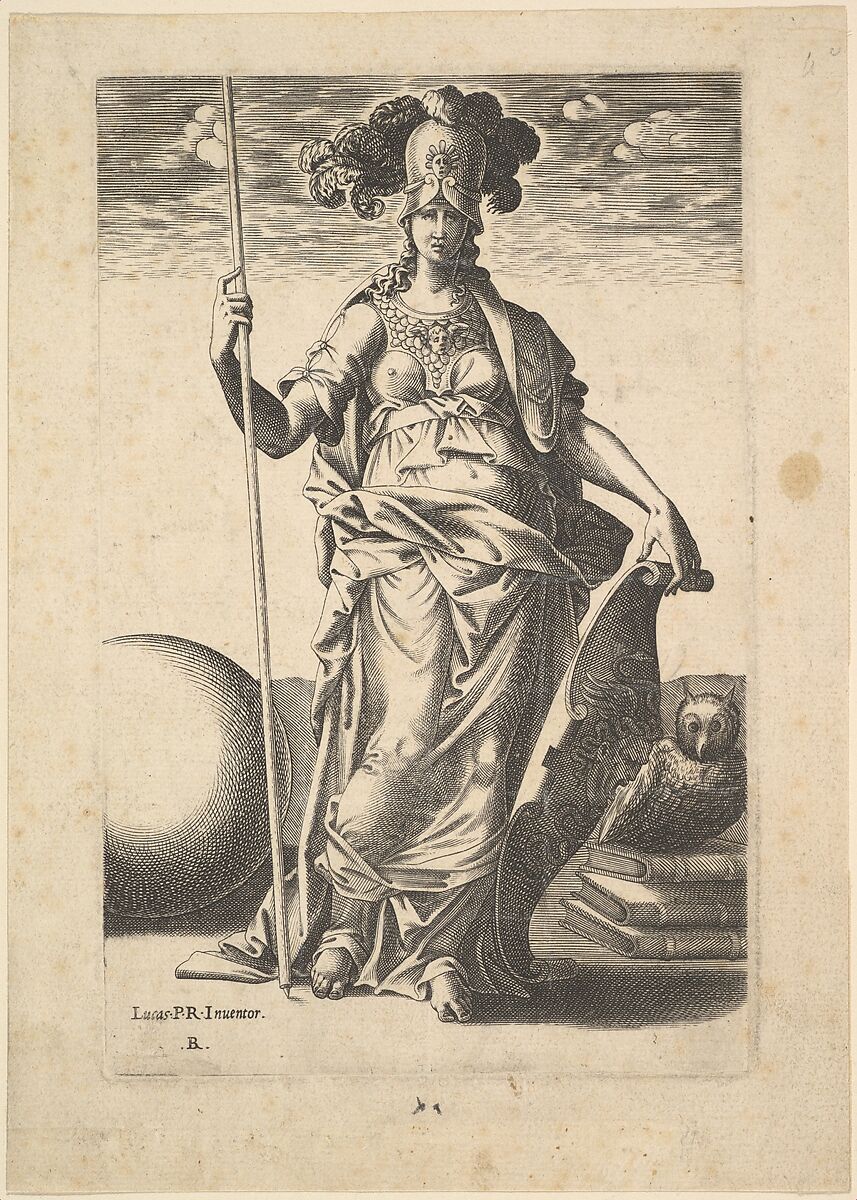Pallas Athena, René Boyvin (French, Angers ca. 1525–1598 or 1625/6 Angers), Engraving 