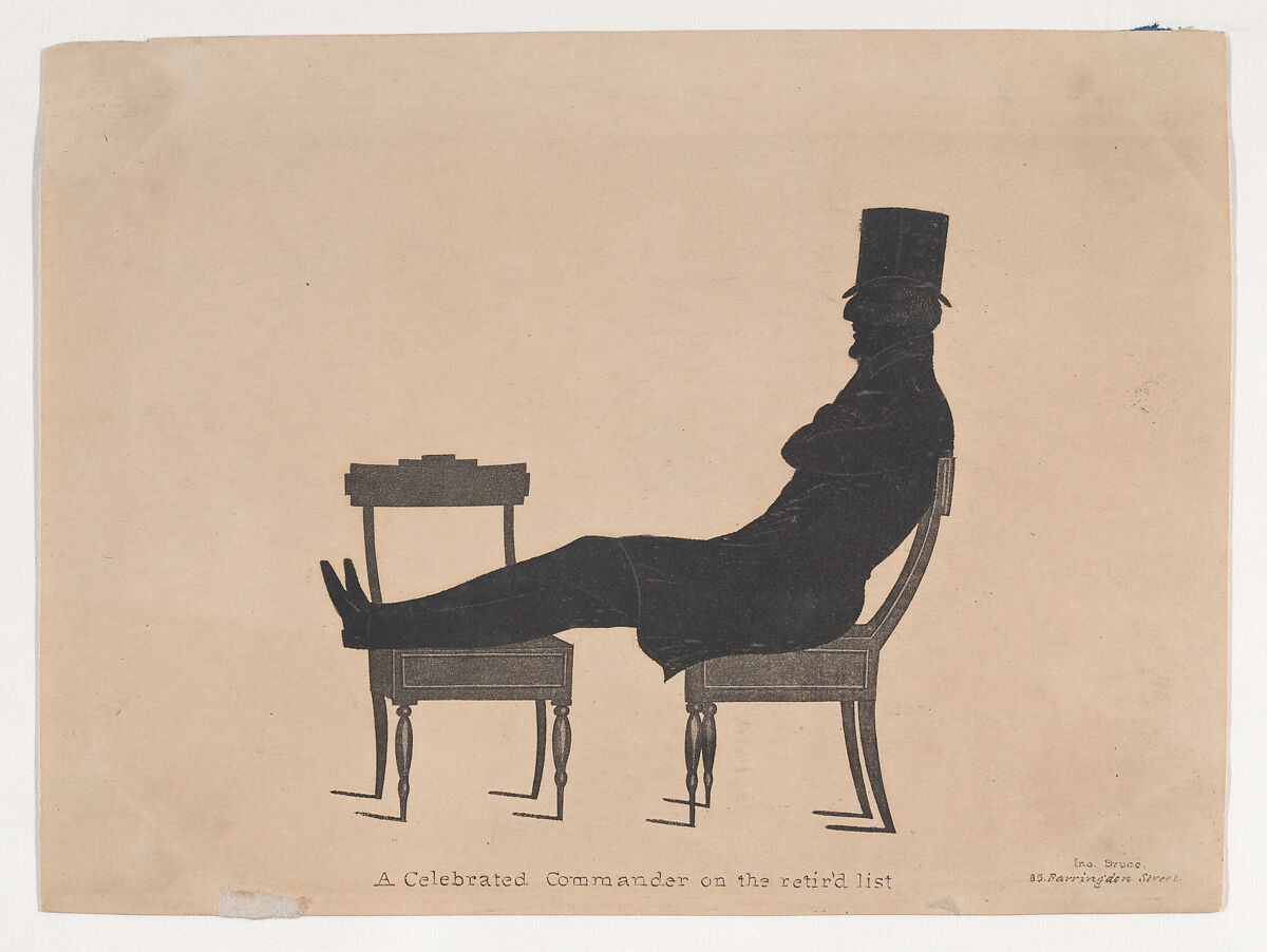 Silhouette of a Celebrated Commander on the Retir'd List, Attributed to John Bruce (British, active 1825–35), Aquatint 