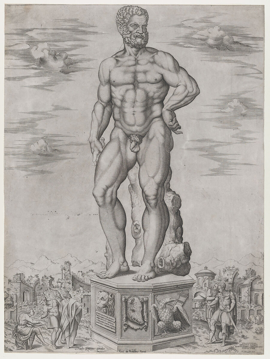 Hercules Colossus at Padua (L'Ercole di casa Benavides a Padova), from "Speculum Romanae Magnificentiae", Anonymous, Italian, 16th century, Engraving 