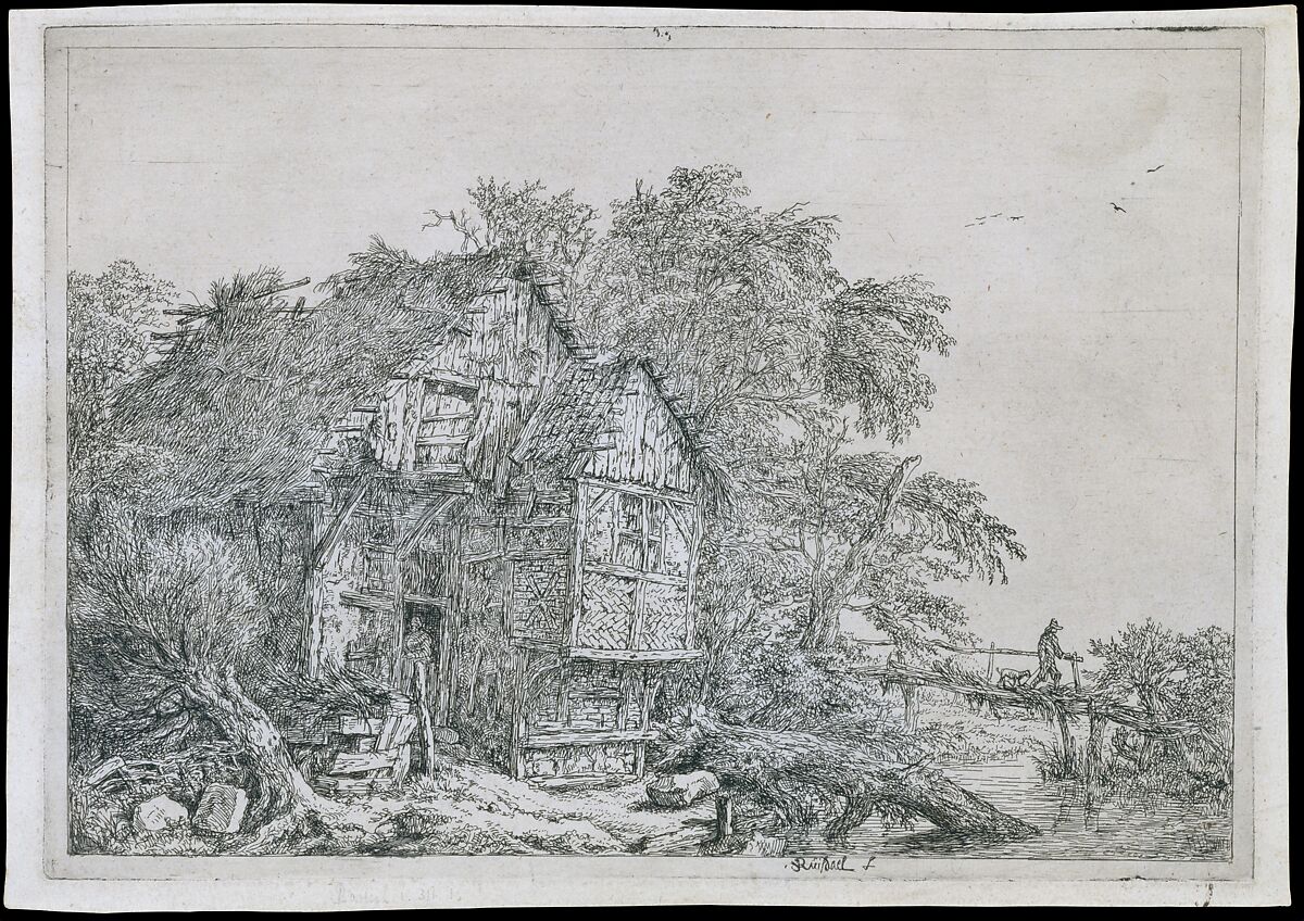 The Little Bridge (Le Petit Pont), Jacob van Ruisdael (Dutch, Haarlem 1628/29–1682 Amsterdam), Etching; first state of two 