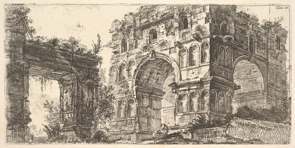 Plate 11: Temple of Janus (Tempio di Giano), from "Antichità Romane de' Tempi della Repubblica, e de' primi Imperatori", Giovanni Battista Piranesi (Italian, Mogliano Veneto 1720–1778 Rome), Etching 