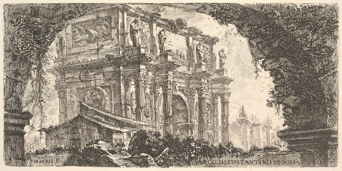 Plate 9: Arch of Constantine in Rome (Arco di Costantino in Roma), from "Antichità Romane de' Tempi della Repubblica, e de' primi Imperatori", Giovanni Battista Piranesi (Italian, Mogliano Veneto 1720–1778 Rome), Etching 