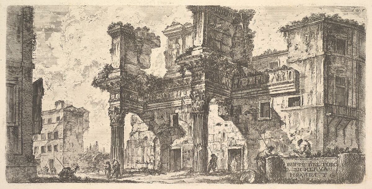 Plate 1: Part of the Forum of Nerva (Parte del Foro di Nerva), from "Antichità Romane de' Tempi della Repubblica, e de' primi Imperatori", Giovanni Battista Piranesi (Italian, Mogliano Veneto 1720–1778 Rome), Etching 