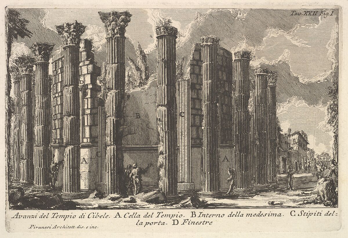 Remains of the Temple of Cybele (Avanzi del Tempio di Cibele), Giovanni Battista Piranesi (Italian, Mogliano Veneto 1720–1778 Rome), Etching 