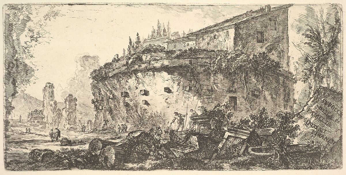 Plate 18: The Tomb of the Scipios (Sepolcro della famiglia de' Scipioni), from "Alcune Vedute di Archi Trionfali ed altri monumenti inalzati da Romani parte di quali se veggono in Roma e parte per l'Italia", Giovanni Battista Piranesi (Italian, Mogliano Veneto 1720–1778 Rome), Etching 