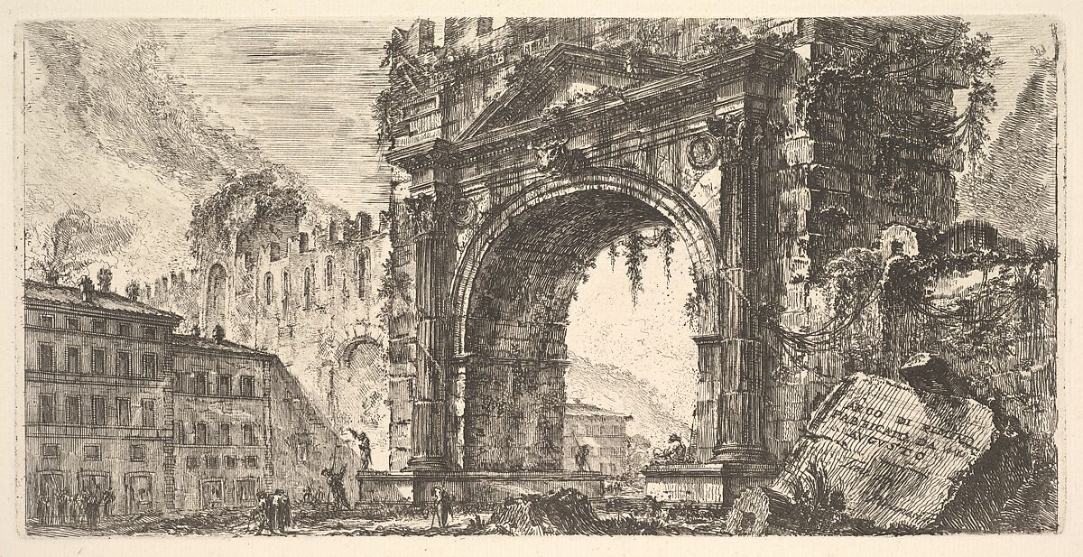 Plate 17: The Arch of Rimini built by Augustus (Arco di Rimino fabbricato da Augusto), from "Alcune Vedute di Archi Trionfali ed altri monumenti inalzati da Romani parte di quali se veggono in Roma e parte per l'Italia", Giovanni Battista Piranesi (Italian, Mogliano Veneto 1720–1778 Rome), Etching 