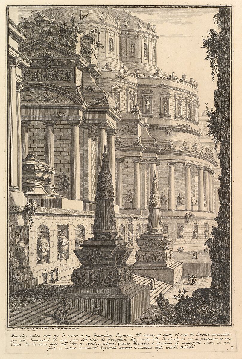 Ancient mausoleum erected for the ashes of a Roman Emperor (Mausoleo antico eretto per le ceneri d'un Imperadore Romano), from "Prima Parte di Architettura, e Prospettive", Giovanni Battista Piranesi (Italian, Mogliano Veneto 1720–1778 Rome), Etching 