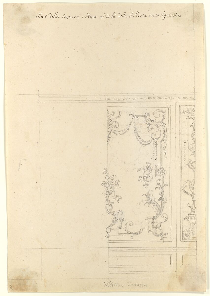 Wall Design, Workshop of Leonardo Marini (Italian, Piedmontese documented ca. 1730–after 1797), Leadpoint or graphite with ruled and compass construction