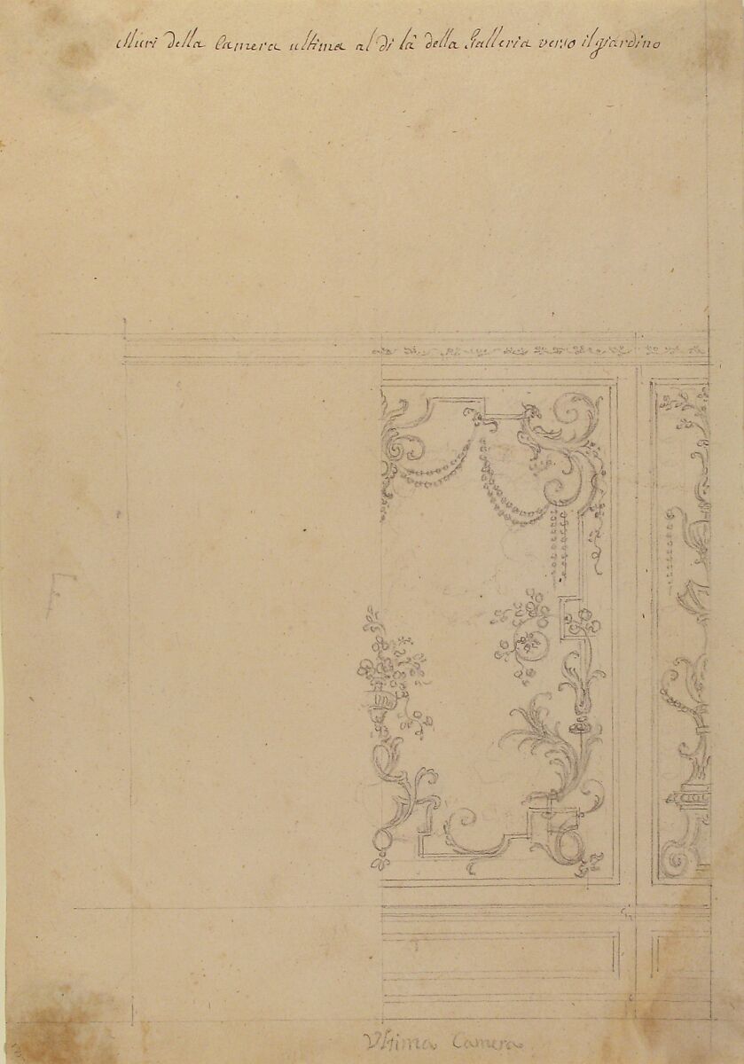 Wall Design, Workshop of Leonardo Marini (Italian, Piedmontese documented ca. 1730–after 1797), Leadpoint or graphite with ruled and compass construction