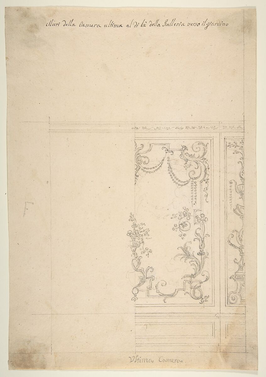 Wall Design, Workshop of Leonardo Marini (Italian, Piedmontese documented ca. 1730–after 1797), Leadpoint or graphite with ruled and compass construction 
