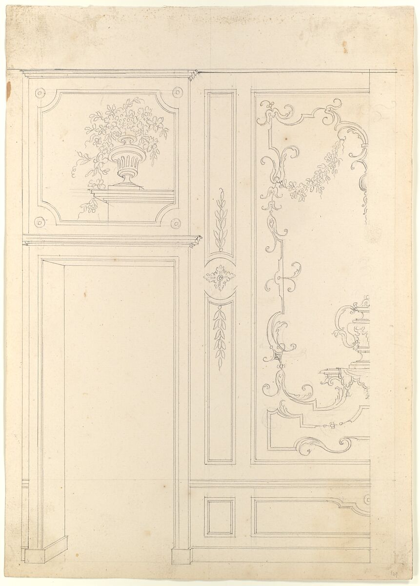 Wall Design, Workshop of Leonardo Marini (Italian, Piedmontese documented ca. 1730–after 1797), Leadpoint or graphite with ruled and compass construction