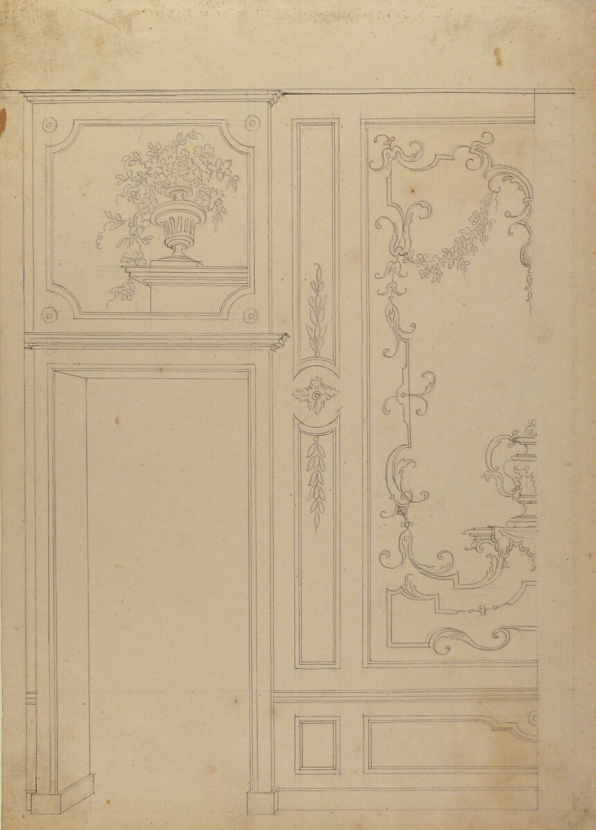 Wall Design, Workshop of Leonardo Marini (Italian, Piedmontese documented ca. 1730–after 1797), Leadpoint or graphite with ruled and compass construction