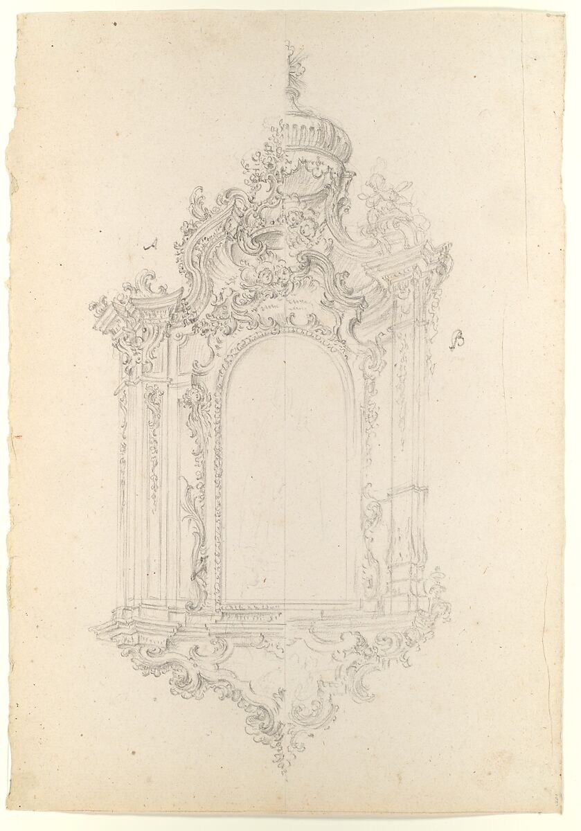 Ornamental Design for Niche, Workshop of Leonardo Marini (Italian, Piedmontese documented ca. 1730–after 1797), Leadpoint or graphite