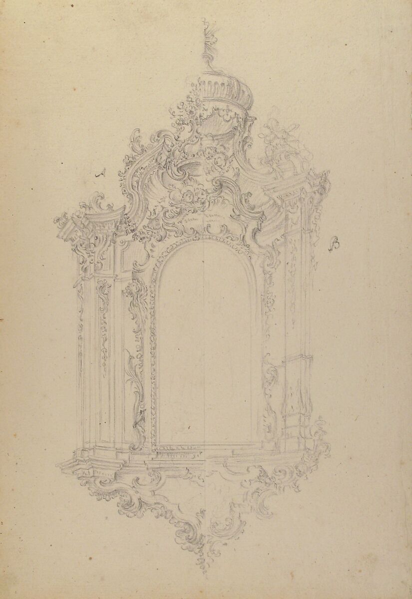 Ornamental Design for Niche, Workshop of Leonardo Marini (Italian, Piedmontese documented ca. 1730–after 1797), Leadpoint or graphite