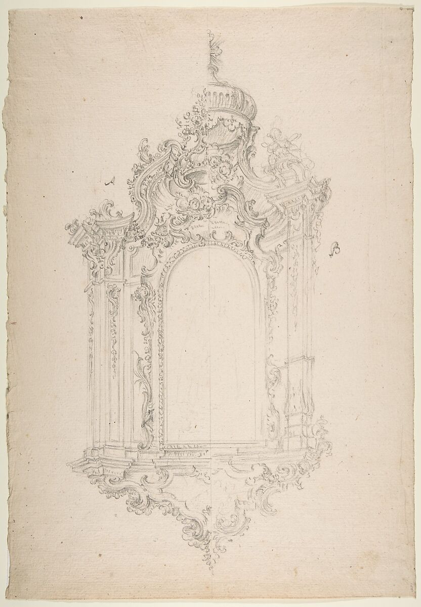 Ornamental Design for Niche, Workshop of Leonardo Marini (Italian, Piedmontese documented ca. 1730–after 1797), Leadpoint or graphite 