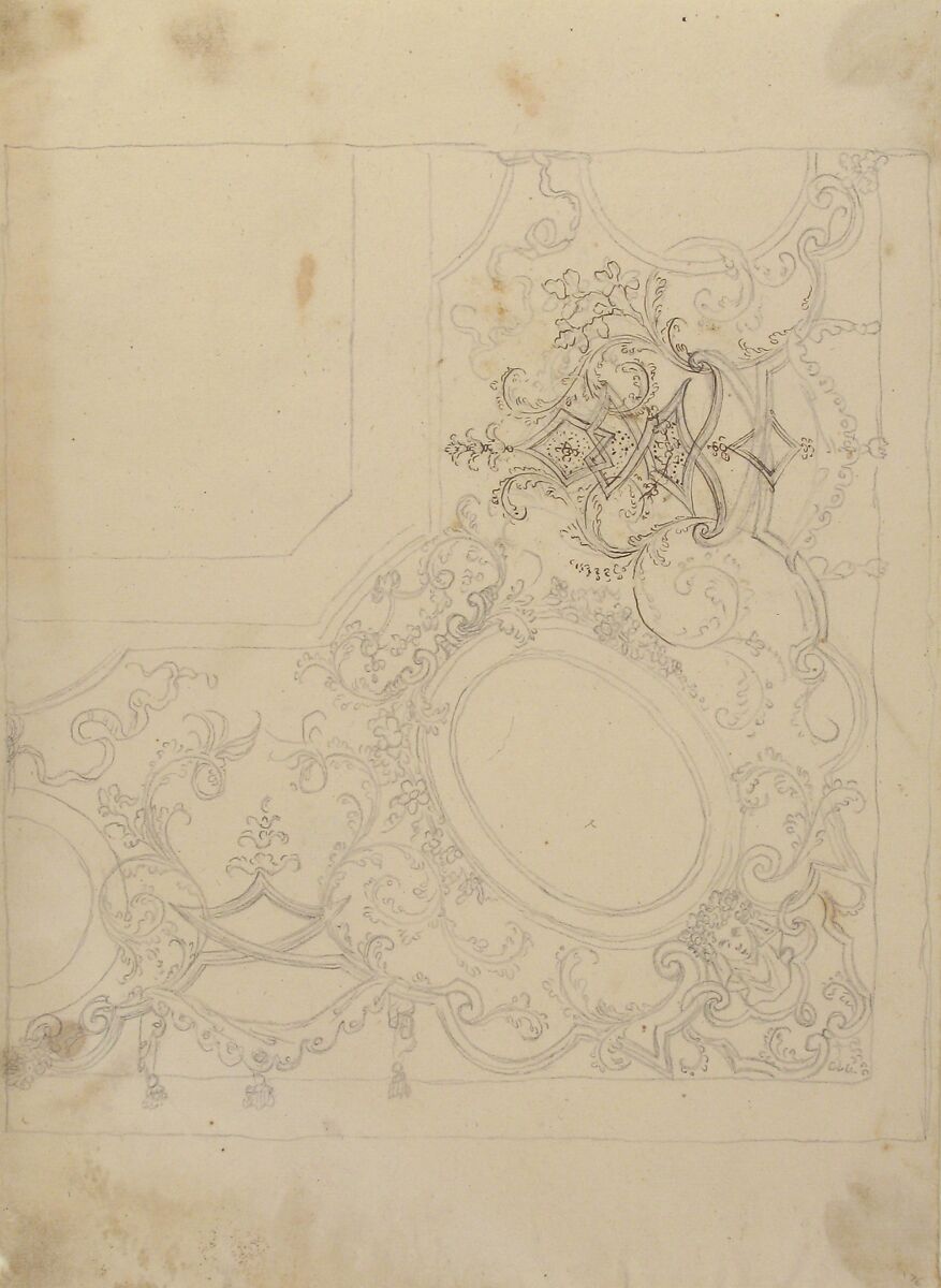 Design for Ceiling, Workshop of Leonardo Marini (Italian, Piedmontese documented ca. 1730–after 1797), Leadpoint or graphite; some pen and brown ink