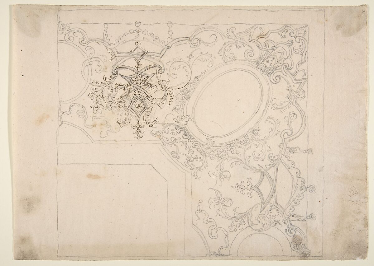 Design for Ceiling, Workshop of Leonardo Marini (Italian, Piedmontese documented ca. 1730–after 1797), Leadpoint or graphite; some pen and brown ink 