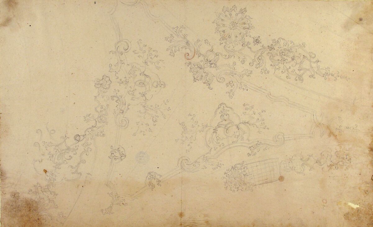 Design for Ceiling, Workshop of Leonardo Marini (Italian, Piedmontese documented ca. 1730–after 1797), Graphite or leadpoint