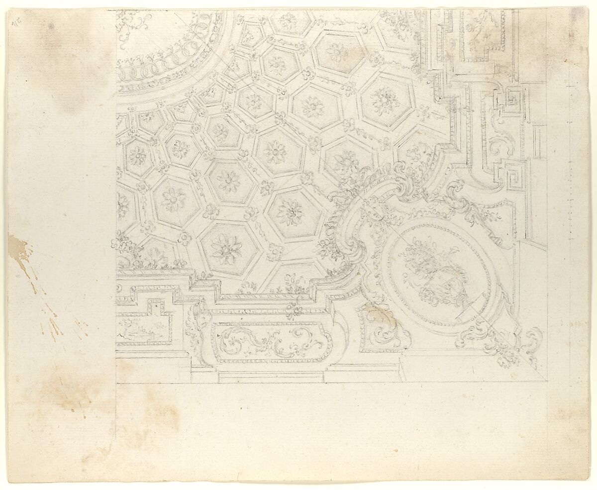 Ceiling Design, Workshop of Leonardo Marini (Italian, Piedmontese documented ca. 1730–after 1797), Leadpoint or graphite with ruled and compass construction