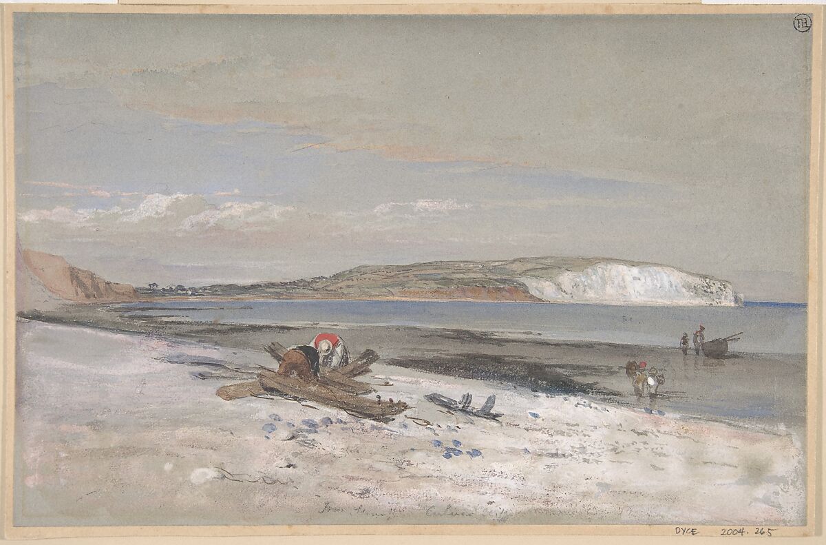 Culver Cliff, Isle of Wight, William Dyce (British, Aberdeen, Scotland 1806–1864 London), Watercolor, colored chalks and gouache (bodycolor) over graphite 