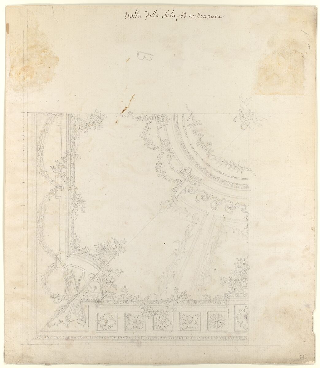 Design for Ceiling, Workshop of Leonardo Marini (Italian, Piedmontese documented ca. 1730–after 1797), Leadpoint or graphite 