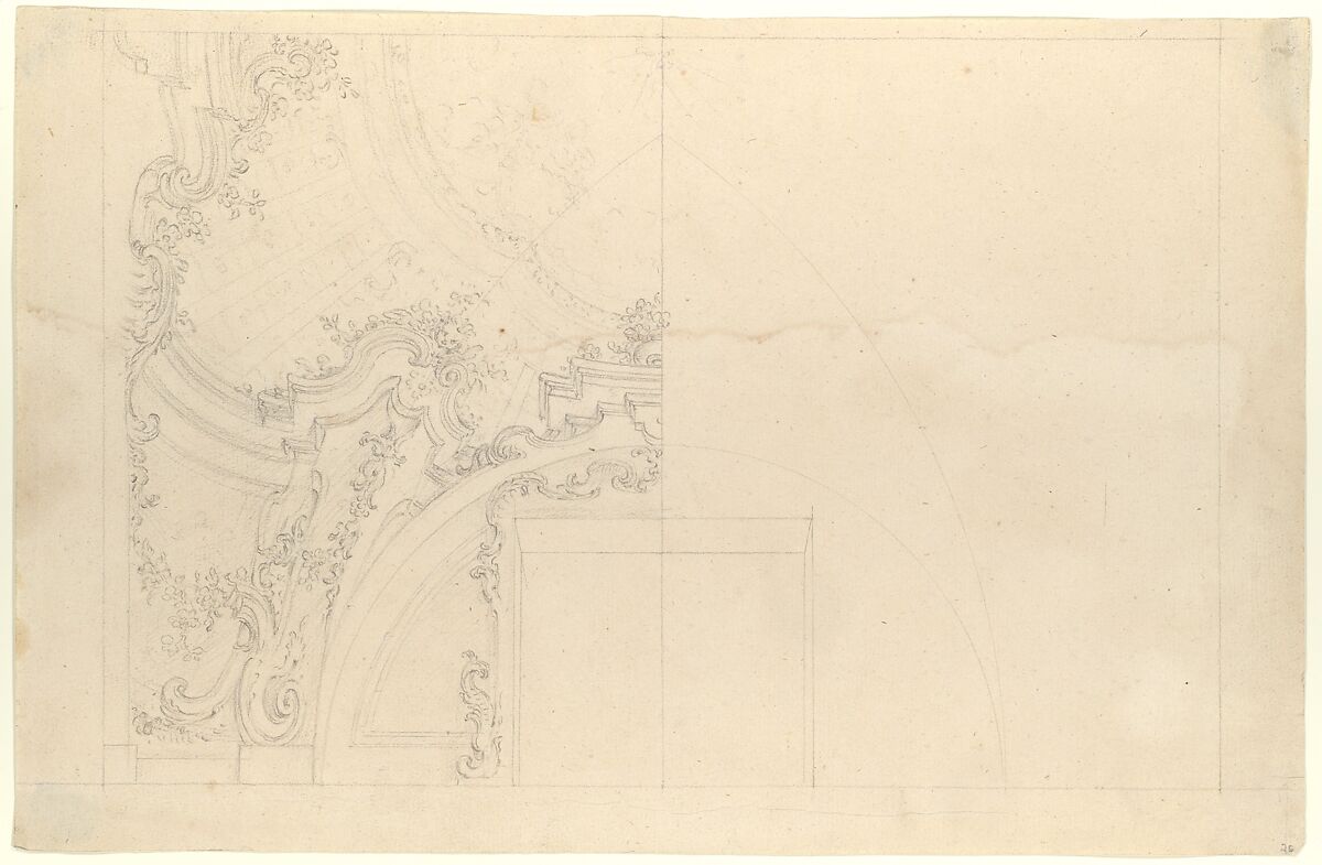 Design for Ceiling, Workshop of Leonardo Marini (Italian, Piedmontese documented ca. 1730–after 1797), Leadpoint or graphite with ruled and compass construction