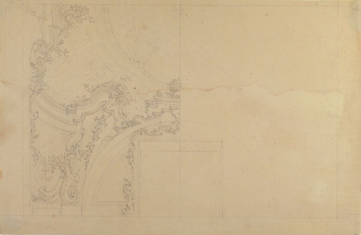 Design for Ceiling, Workshop of Leonardo Marini (Italian, Piedmontese documented ca. 1730–after 1797), Leadpoint or graphite with ruled and compass construction