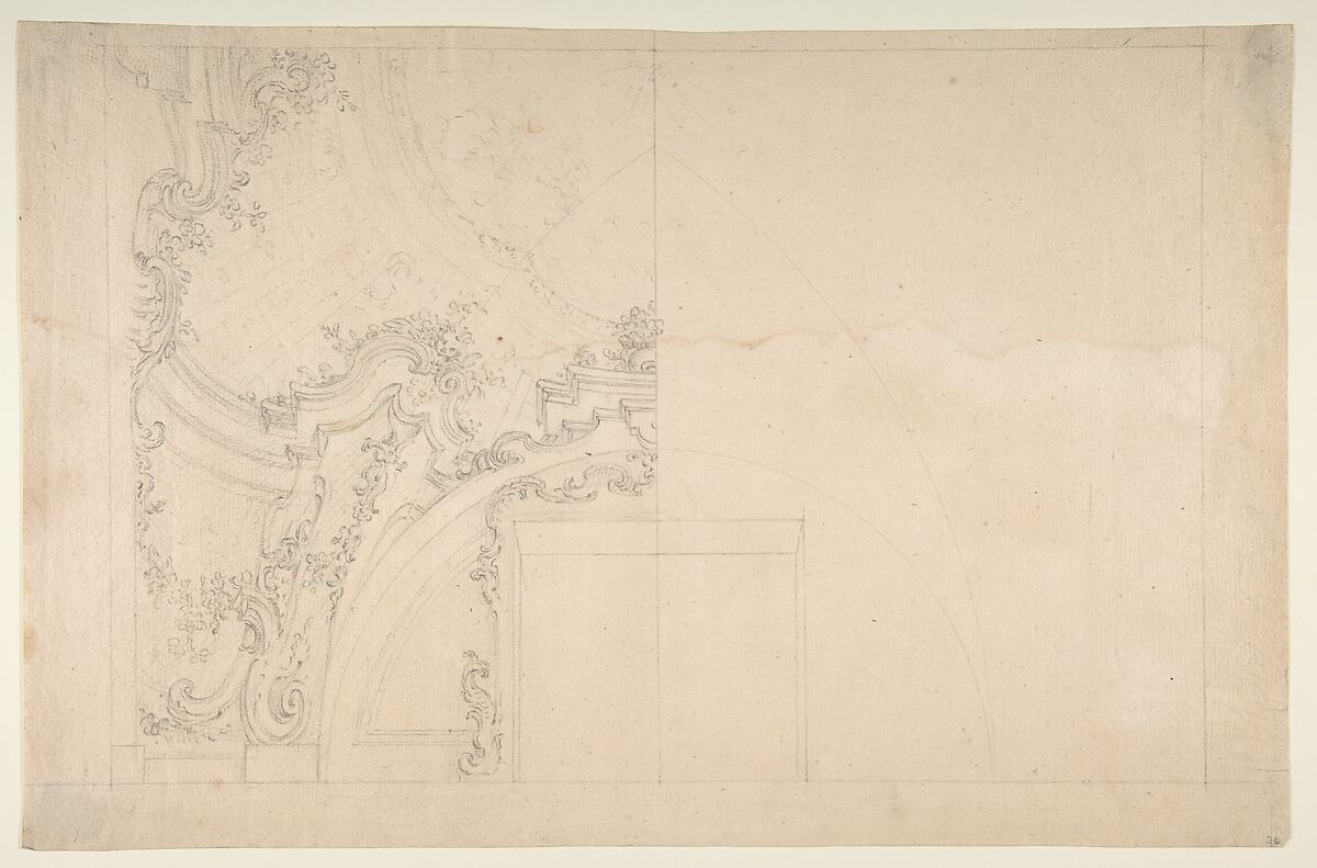 Design for Ceiling, Workshop of Leonardo Marini (Italian, Piedmontese documented ca. 1730–after 1797), Leadpoint or graphite with ruled and compass construction 