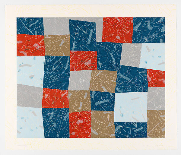 Flight/Fields, Howardena Pindell (American, born Philadelphia, Pennsylvania, 1943), Color lithograph and etching with collage 