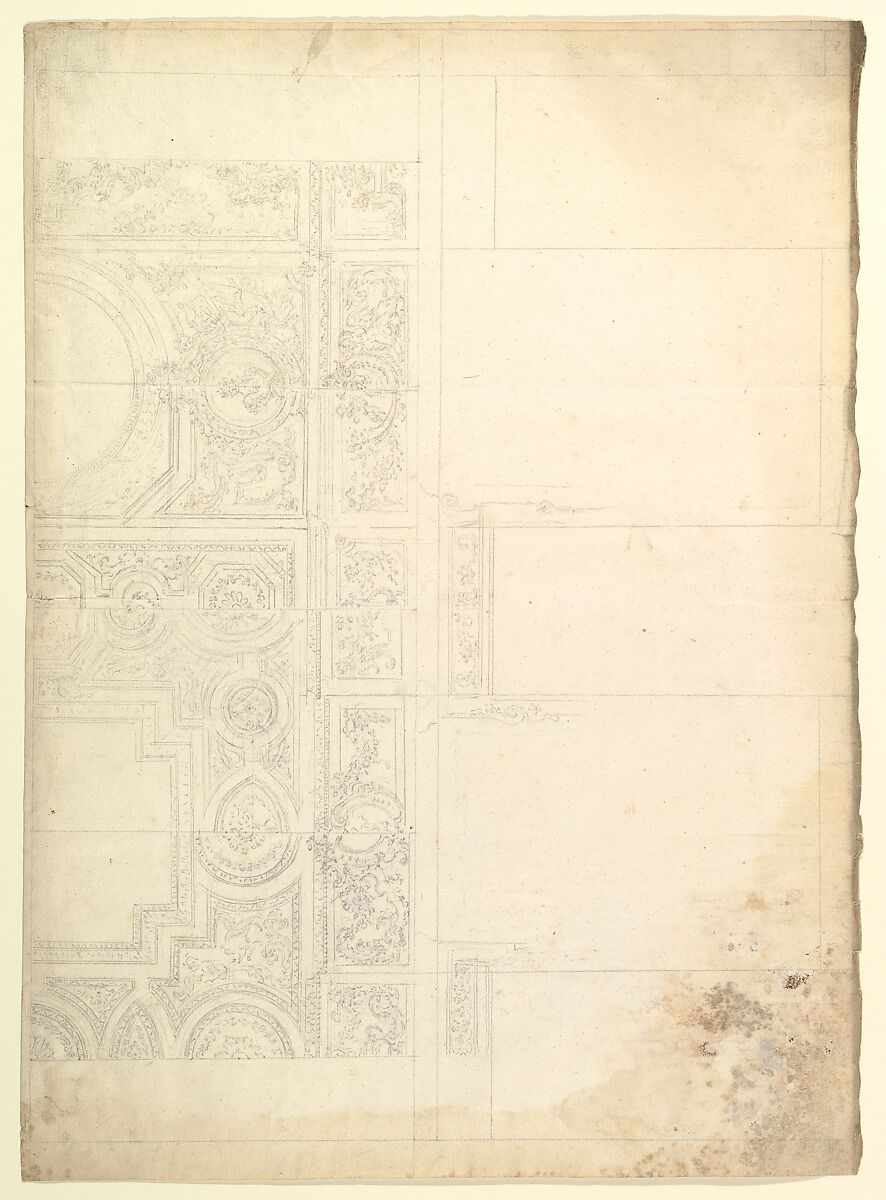 Design for Ceiling, Anonymous, Italian, Piedmontese, 18th century, Graphite with ruled construction 